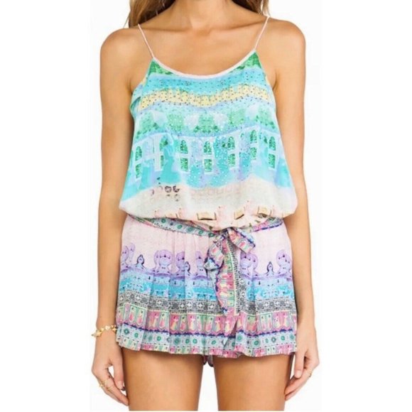 CAMILLA silk shoestring wrap playsuit romper sash